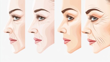 Understanding the gradual aging of skin and the effects of treatments for reversing wrinkles. Generative AI
