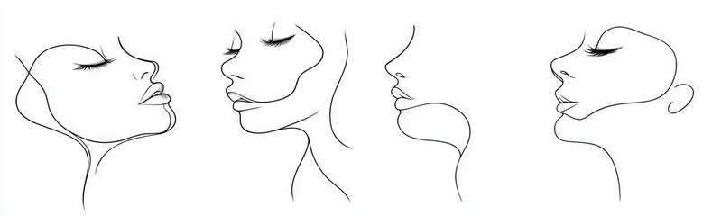 Poster encadré A line art portrait of a woman's face rendered with a single unbroken line