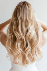 Fototapeta premium Long, wavy blonde hair styled to perfection. Soft, natural look.