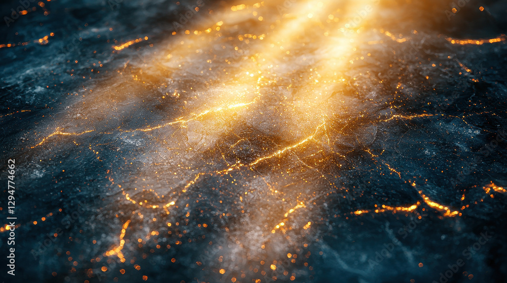 Poster intricate patterns of ancient weathered marble reveal deep cracks and stains illuminated by a play o