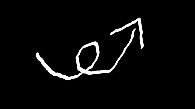 white hand drawn arrow animation with black background
sketch style or scribble effect arrow 4k animation with black background