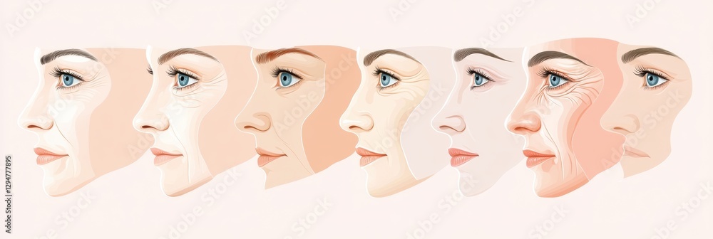 Poster Gradual aging of skin explained and how Botox helps restore youthfulness and reduce wrinkles effectively. Generative AI