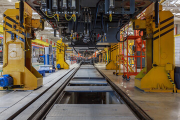 Workshop of the plant for the production of rolling stock for the metro.