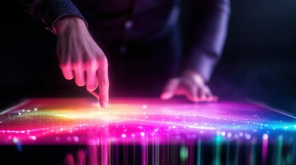 Futuristic technology interaction with holographic interface for innovative solutions