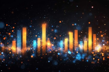 Three-dimensional futuristic stock and investment graphs, trading charts