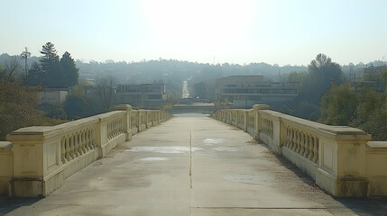 Empty Bridge Over Abandoned Town