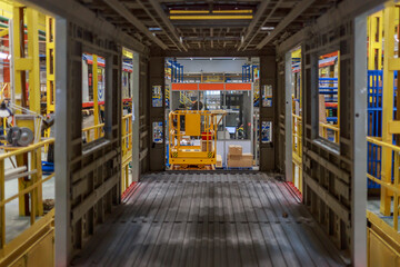 Assembly of a modern subway car.