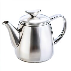Fototapeta premium Stainless Steel Tea Pot with Elegant Design and Polished Finish, Kitchenware concept.
