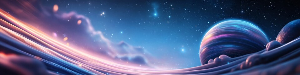 Fototapeta premium Dreamlike cosmic landscape with vibrant planet.