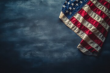 The American flag draped over a textured blue surface, symbolizing patriotism and national pride