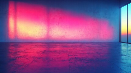 Obraz premium Colorful Abstract Background in Modern Empty Room at Sunset