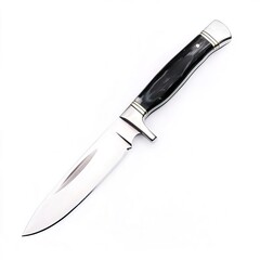Elegant Silver Knife with Sleek Black Handle on White Background, Bedroom Accessories Concept.