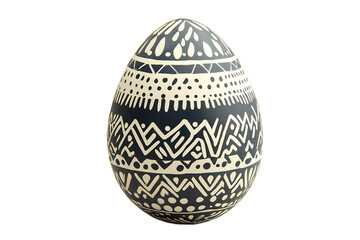 Decorative Easter Egg with Intricate Black and White Patterns