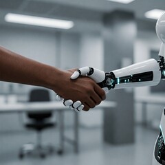 handshake between man and artificial intelligence 