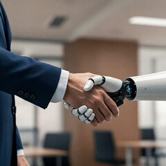 handshake between man and artificial intelligence 