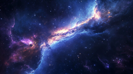 Naklejka premium Stunning Deep-Space Nebula with Vibrant Cosmic Clouds and Starfields, Background or Wallpaper