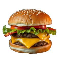 Traditional American cuisine burger isolated on transparent background