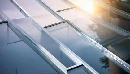 Obraz premium Modern Overlapping Glass Panels with Sunlight Reflection