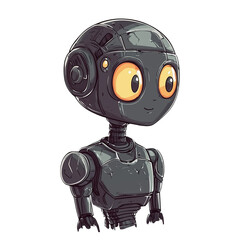 Cartoon robot with illustration on white background