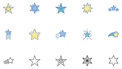Set of vector star icons with white background