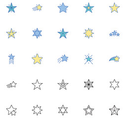 Set of vector star icons with white background