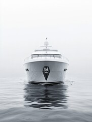 Naklejka premium White luxury yacht on White color Sea and white sky, minimalism style
