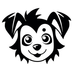 Playful Fluffy Puppy – Bold Black and White Pet Illustration