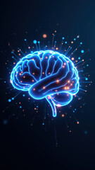Fototapeta premium Illustration of human brain with colorful digital sparkles, suggesting artificial general intelligence or advanced technology concept.