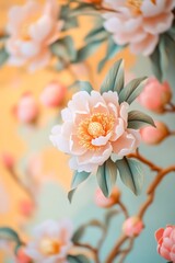 Delicate peach blossoms in full bloom, a serene image.