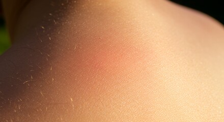 Fototapeta premium Close-up of Sunburned Skin: Red, Inflamed Shoulder with Textured Appearance