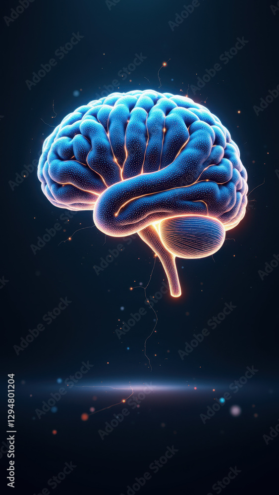 Aufkleber a vibrant and dynamic illustration featuring a human brain with an artificial intelligence theme. it