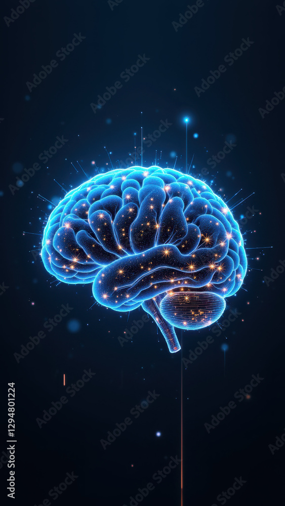 Aufkleber artificial general intelligence concept image with brain illustration and abstract design elements.