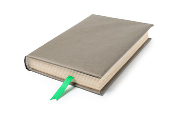 Book with ribbon bookmark isolated on white