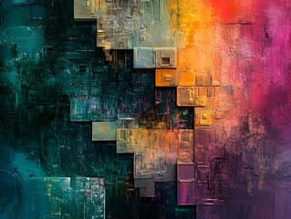 Abstract textures reminiscent of digital artifacts