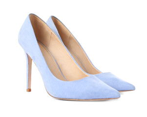 Beautiful high heeled shoes isolated on white