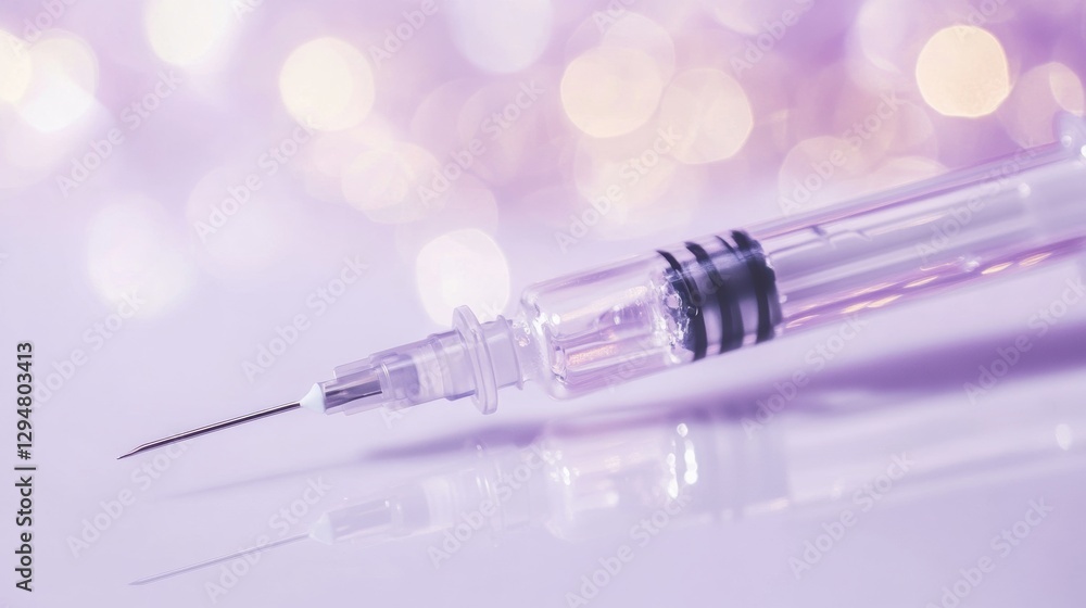 Aufkleber minimalist composition featuring a syringe filled with botox against a soft, blurred background of p