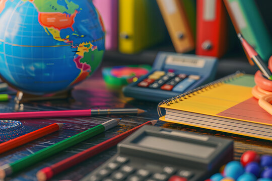 Colorful Array of Diverse Educational Tools and Resources Inspiring Interactive Learning