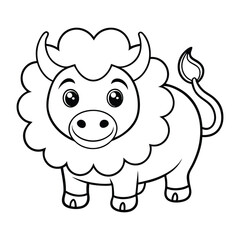 Coloring page bison vector illustration