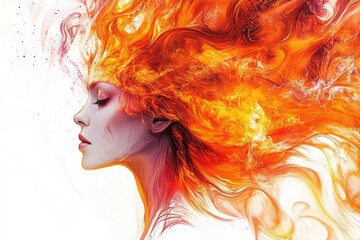 A vibrant intense fire with dynamic flames and heat waves against a stark isolated on a white backdrop for an impactful visual