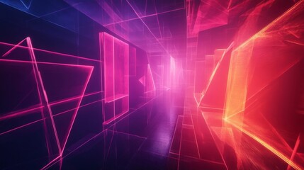 Fototapeta premium Abstract Neon Geometric Tunnel Background