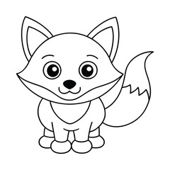 Coloring page Fox vector illustration