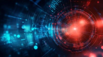 Obraz premium Abstract Digital Network Background With Red And Blue Glowing Lines And Circles