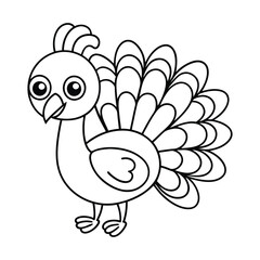 Coloring page Peacock vector illustration