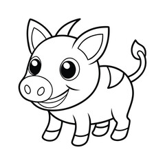 Coloring page warthog vector illustration