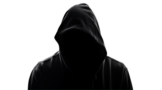 Mysterious Figure in Shadows Dark Hooded Silhouette for Suspense Mystery or Thriller Projects, Anonymous Man in Black Hoodie with Hooded Face Evoking Mystery, black hooded, mystery