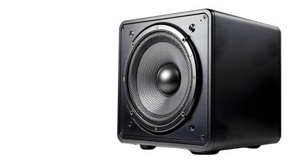 Obraz premium Photorealistic Image - Powerful Audio Speaker with Metal Grille on Black Background