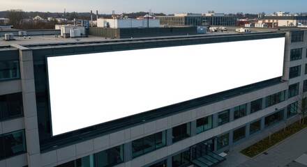 Obraz premium Blank Billboard on Modern Building Rooftop, Advertising Space Opportunity