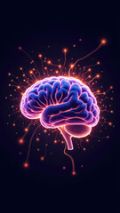 Fototapeta premium A digital illustration of a human brain with fireworks or sparkles coming out of it, symbolizing intelligence, creativity, or artificial general intelligence (AGI).