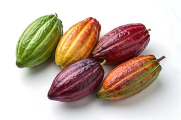 Fresh Cocoa Fruits Isolated on a White Background