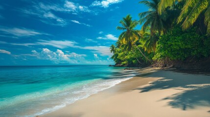 Tropical Beach Scene with Turquoise Water and Palm Trees